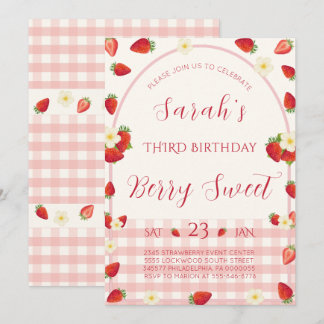 Invitación de cumpleaños número 3 Berry Sweet Stra
