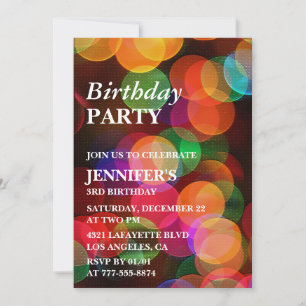 Invitación de cumpleaños número 3 con confeti bril
