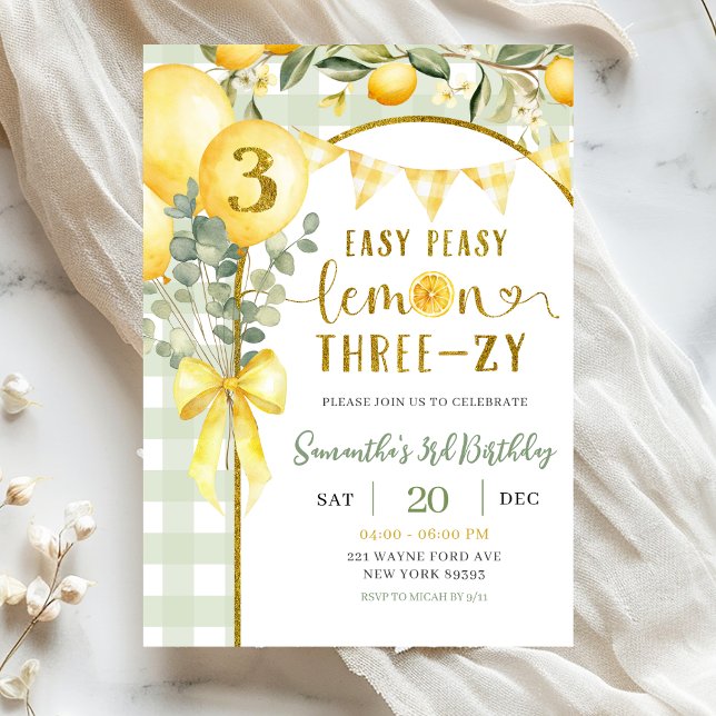 invitación de cumpleaños número 3 con cuadros de l (Subido por el creador)