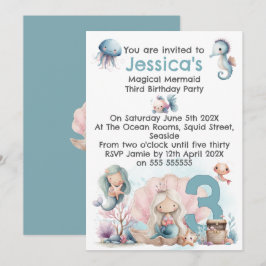 Invitación de cumpleaños número 3 con tema de sire