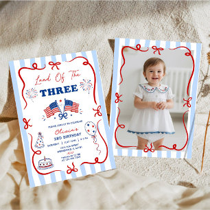 Invitación de cumpleaños número 3 con tema patriót