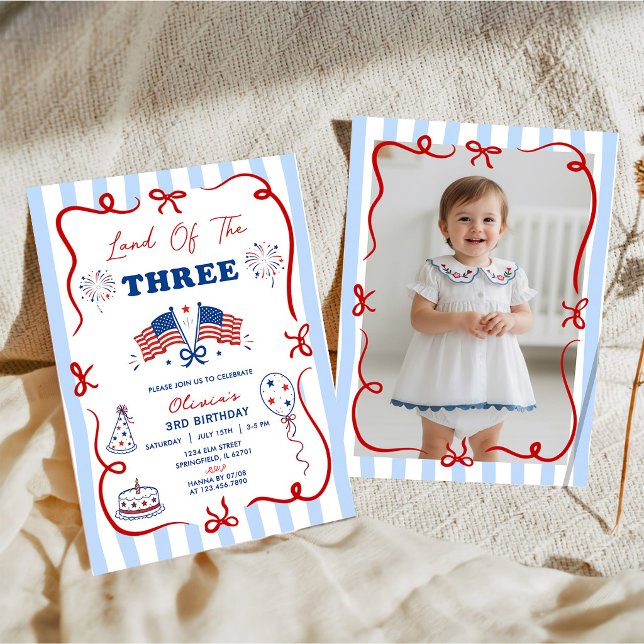 Invitación de cumpleaños número 3 con tema patriót (Subido por el creador)