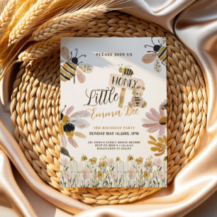 invitación de cumpleaños número 3 de adorable abej