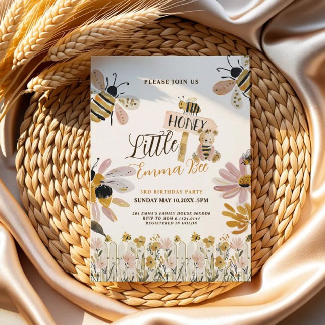 invitación de cumpleaños número 3 de adorable abej (Subido por el creador)