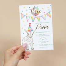Invitación de cumpleaños número 3 de Cabra Animada