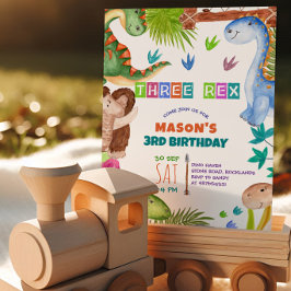 Invitación de cumpleaños número 3 de Dinosaurio Ni