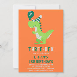 Invitación de cumpleaños número 3 de Dinosaurio Tr