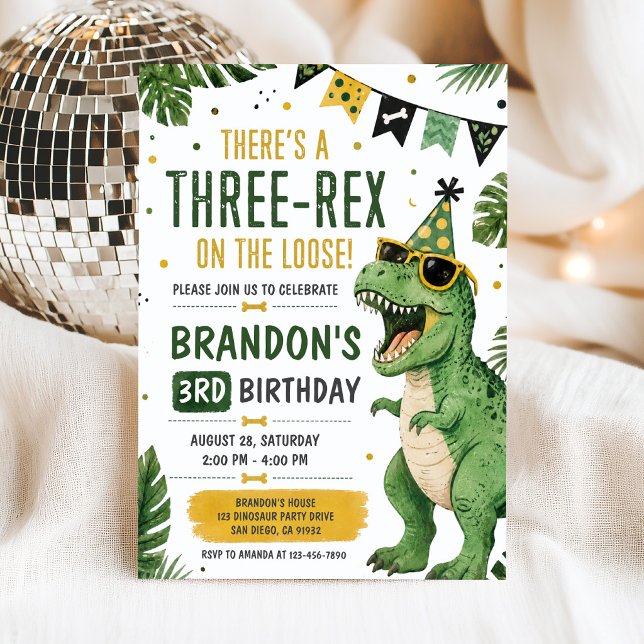 Invitación de cumpleaños número 3 de Dinosaurio Tr (Subido por el creador)