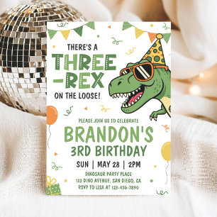 Invitación de cumpleaños número 3 de Dinosaurio Tr