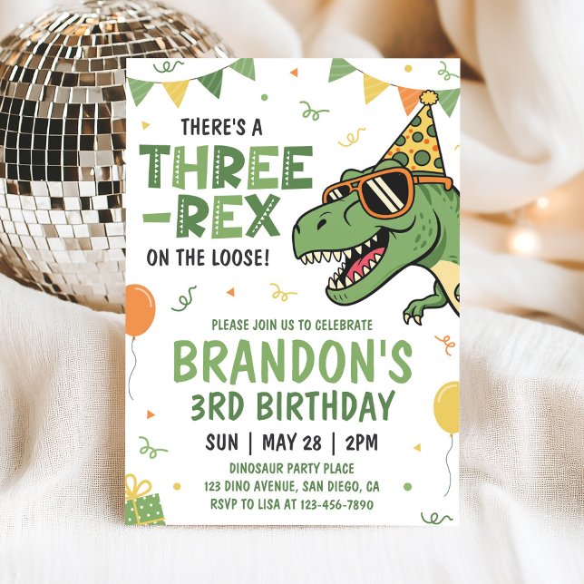 Invitación de cumpleaños número 3 de Dinosaurio Tr (Subido por el creador)