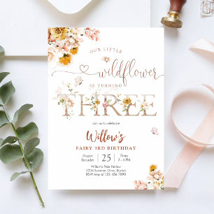 Invitación de cumpleaños número 3 de Hada Flor Sil