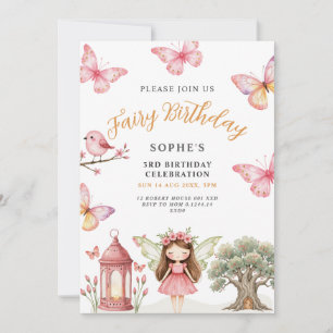 invitación de cumpleaños número 3 de hada mágica
