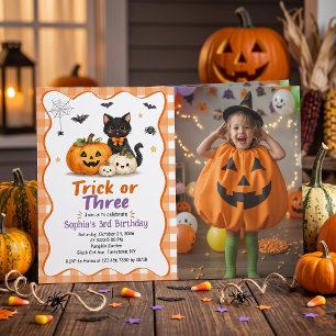 Invitación de cumpleaños número 3 de Halloween par