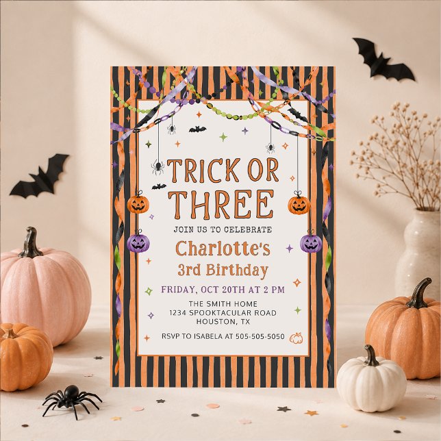 Invitación de cumpleaños número 3 de Halloween: Tr (Subido por el creador)