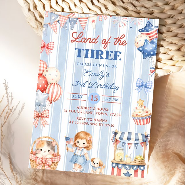 Invitación de cumpleaños número 3 de niña con raya (Subido por el creador)