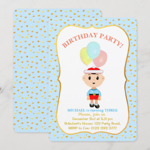 Invitación de cumpleaños número 3 de niño lindo