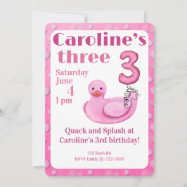 Invitación de cumpleaños número 3 de Pato de Goma 