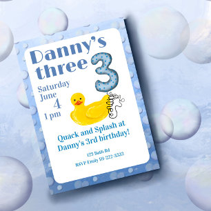 Invitación de cumpleaños número 3 de Pato de Goma