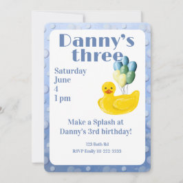 Invitación de cumpleaños número 3 de Pato de Goma 
