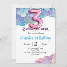 Invitación de cumpleaños número 3 de sirena