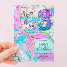 Invitación de cumpleaños número 3 de sirena bajo e