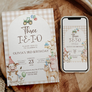 Invitación de cumpleaños número 3 de Three I E I O