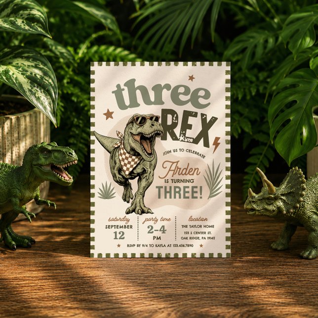 Invitación de cumpleaños número 3 de Three Rex Din (Subido por el creador)