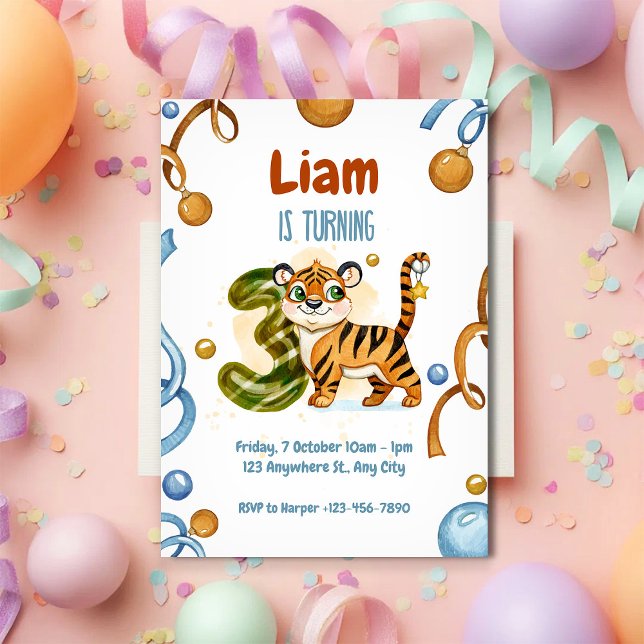 Invitación de cumpleaños número 3 de Tigre Lindo y (Subido por el creador)