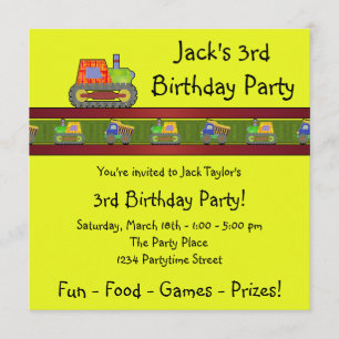 Invitación de cumpleaños número 3 de Yellow Bulldo