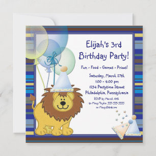 Invitación de cumpleaños número 3 del niño con glo