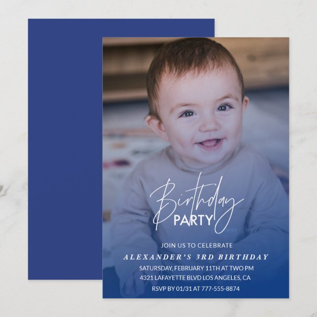 invitación de cumpleaños número 3 Fiesta de cumple (Anverso / Reverso)