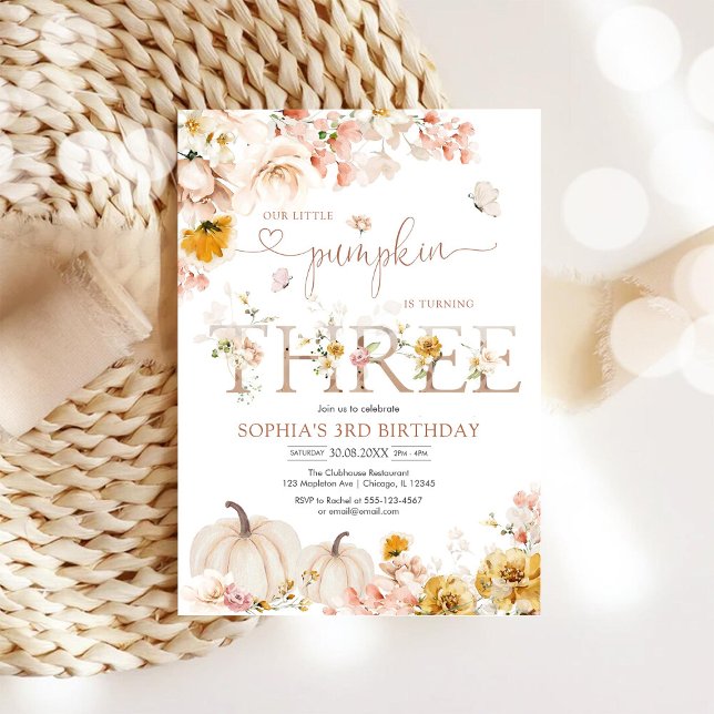 Invitación de cumpleaños número 3 Little Pumpkin F (Subido por el creador)