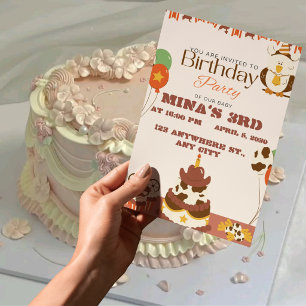 Invitación de cumpleaños número 3 para niñas Butte