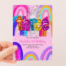 Invitación de Cumpleaños Número 3 para Niñas con L