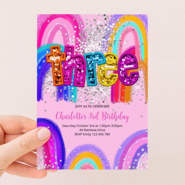 Invitación de Cumpleaños Número 3 para Niñas con L (Subido por el creador)