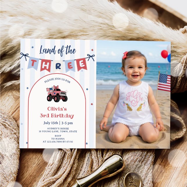 Invitación de cumpleaños número 3 patriótica rojo  (Subido por el creador)