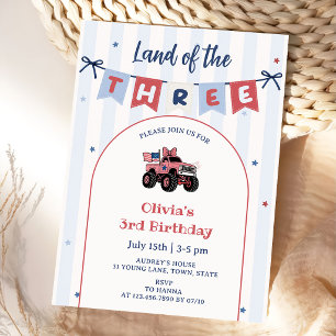 Invitación de cumpleaños número 3 patriótica rojo
