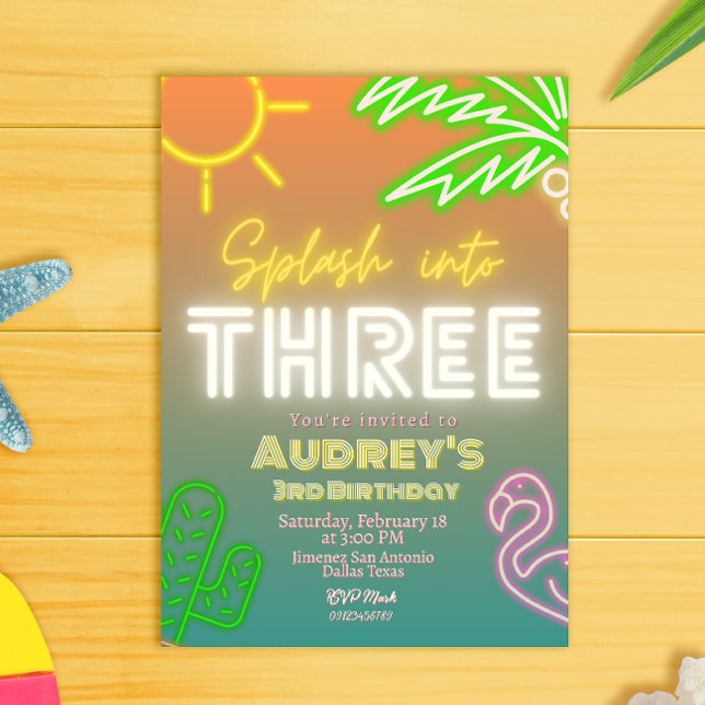 Invitación de cumpleaños número 3 Splash into Thre (Subido por el creador)