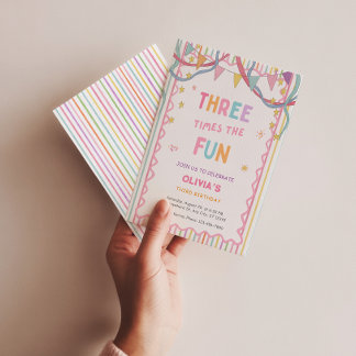 Invitación de cumpleaños número 3 Three Times The