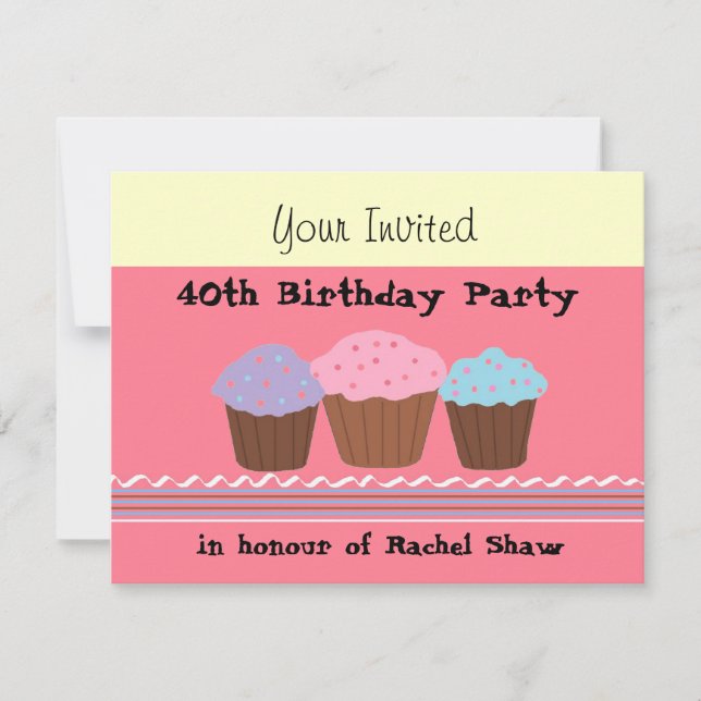 Invitación de cumpleaños número 40 (Anverso)