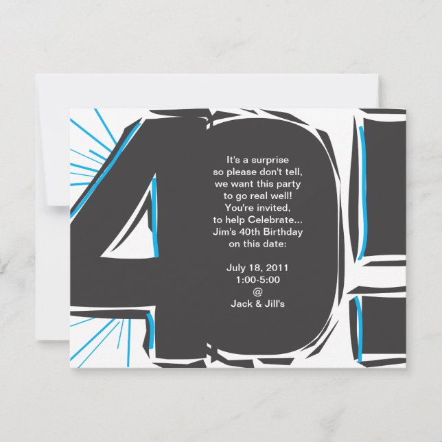 Invitación de cumpleaños número 40 (Anverso)