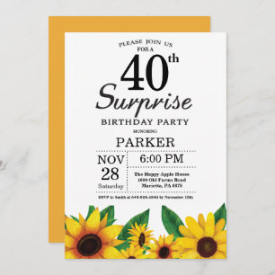 Invitación de cumpleaños número 40 a la sorpresa d