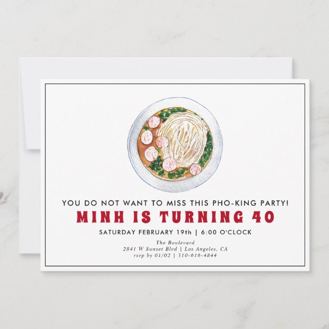 Invitación de cumpleaños número 40 al estilo vietn (Anverso)