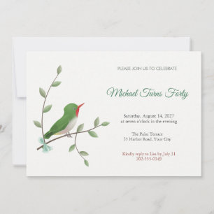 Invitación de cumpleaños número 40 al pájaro tody