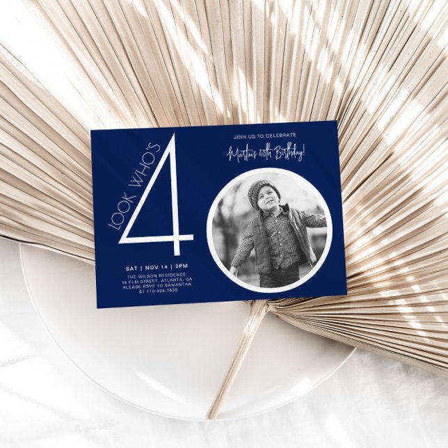 Invitación de cumpleaños número 40 azul marino mod (Subido por el creador)