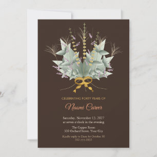 Invitación de cumpleaños número 40 Boho Ramo de Go