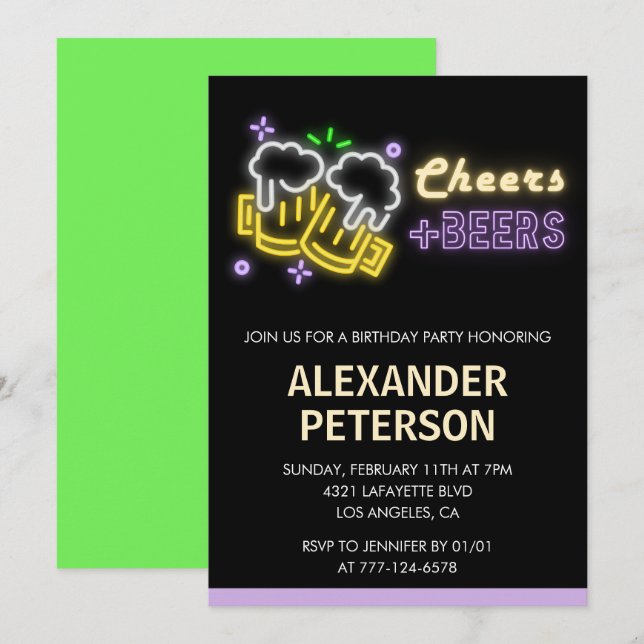invitación de cumpleaños número 40 Cheers Cerveza  (Anverso / Reverso)