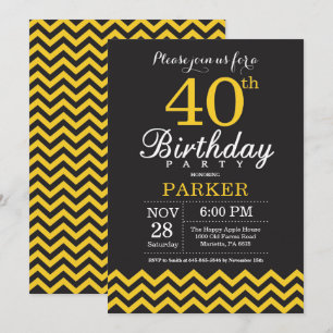 Invitación de cumpleaños número 40 con Chevron neg