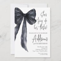 Invitación de cumpleaños número 40 con lazo negro