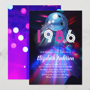 Invitación de cumpleaños número 40 con tema de Dis